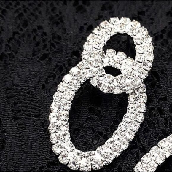 GLAM RHINESTONE DOUBLE CIRCLE EARRINGS - Picture 3 of 6